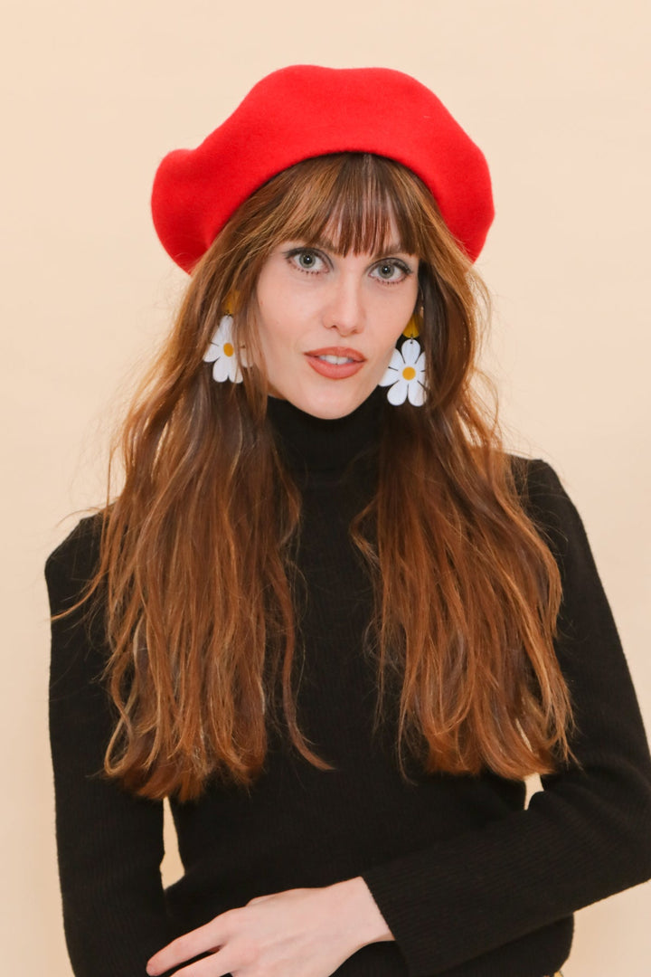 Brigitte Beret in Cherry Red