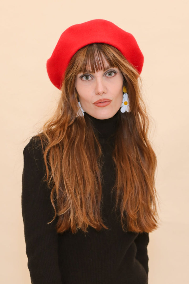 Brigitte Beret in Cherry Red