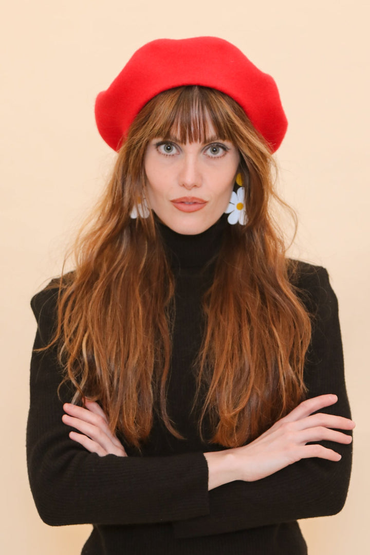 Brigitte Beret in Cherry Red