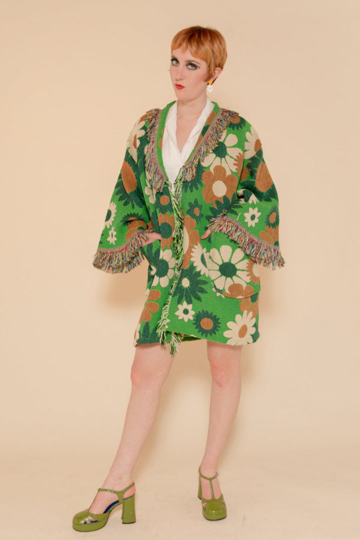 Green Daisy Blanket Robe Coat
