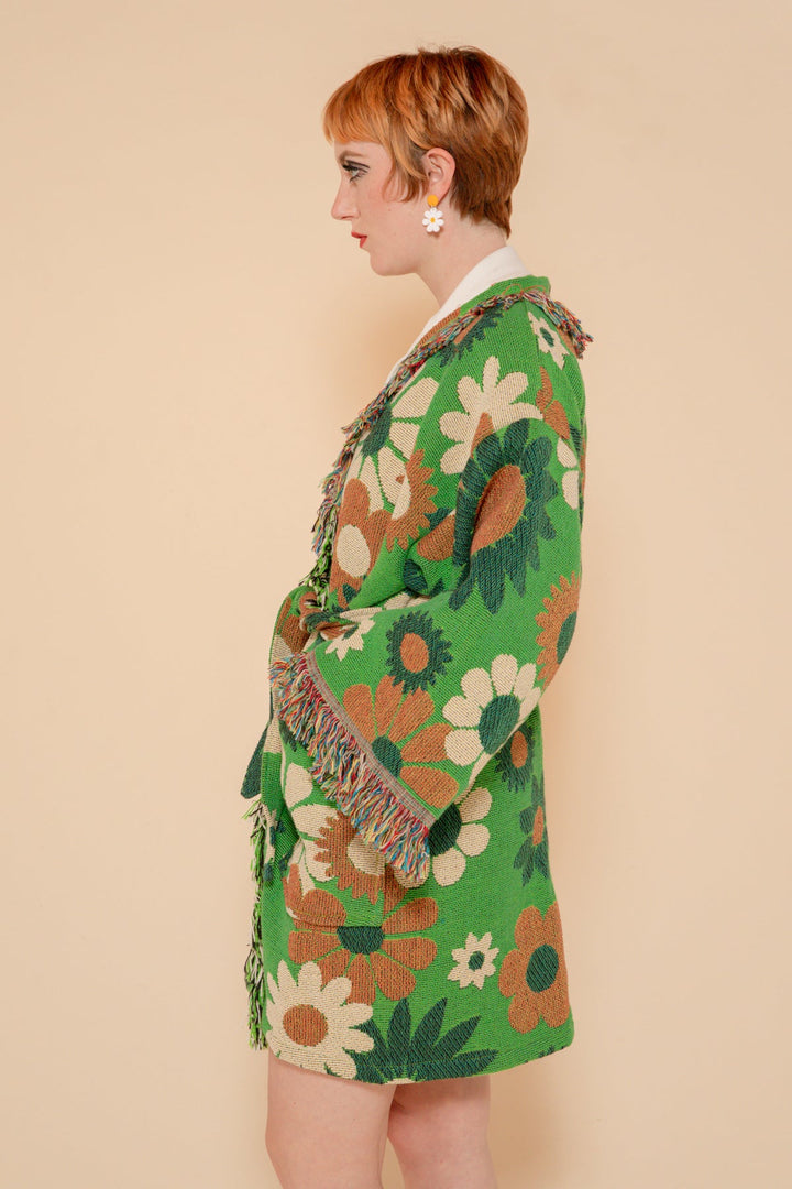 Green Daisy Blanket Robe Coat