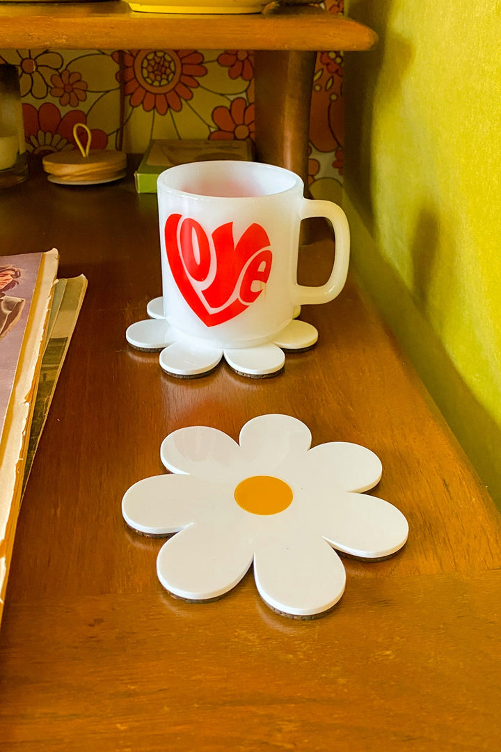 Daisy Coasters in White