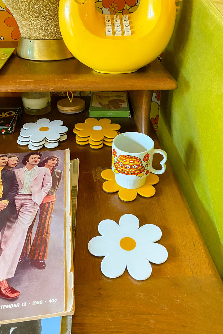 Daisy Coasters in White