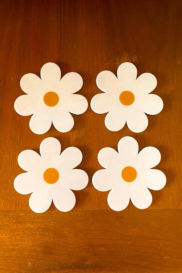Daisy Coasters in White