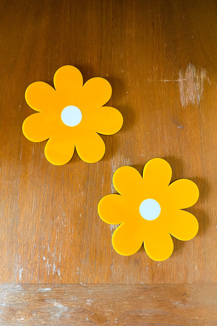 Daisy Coasters in Mustard