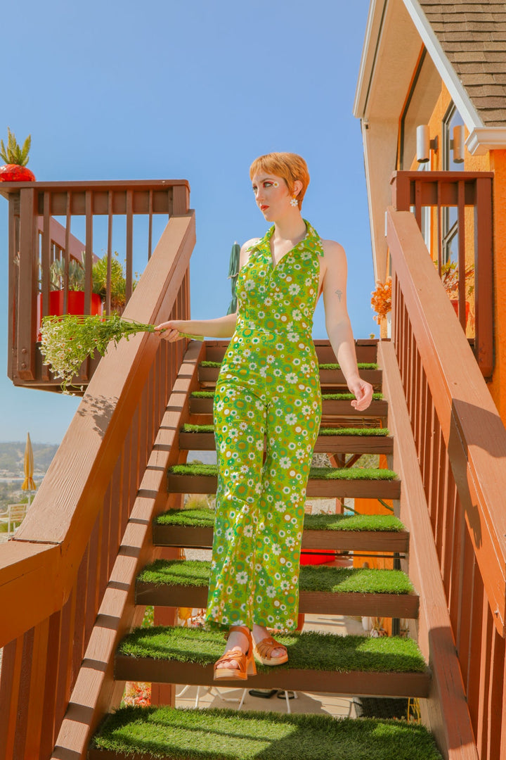 Cecilia Jumpsuit in Green Daisy