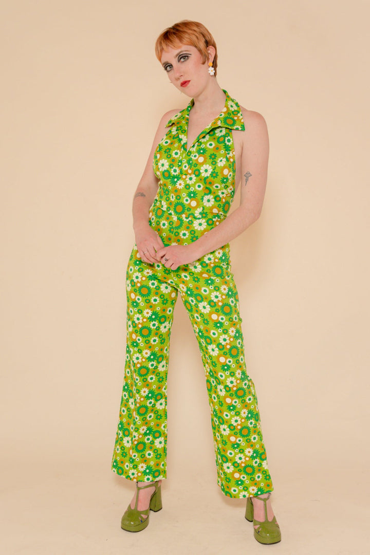 Cecilia Jumpsuit in Green Daisy