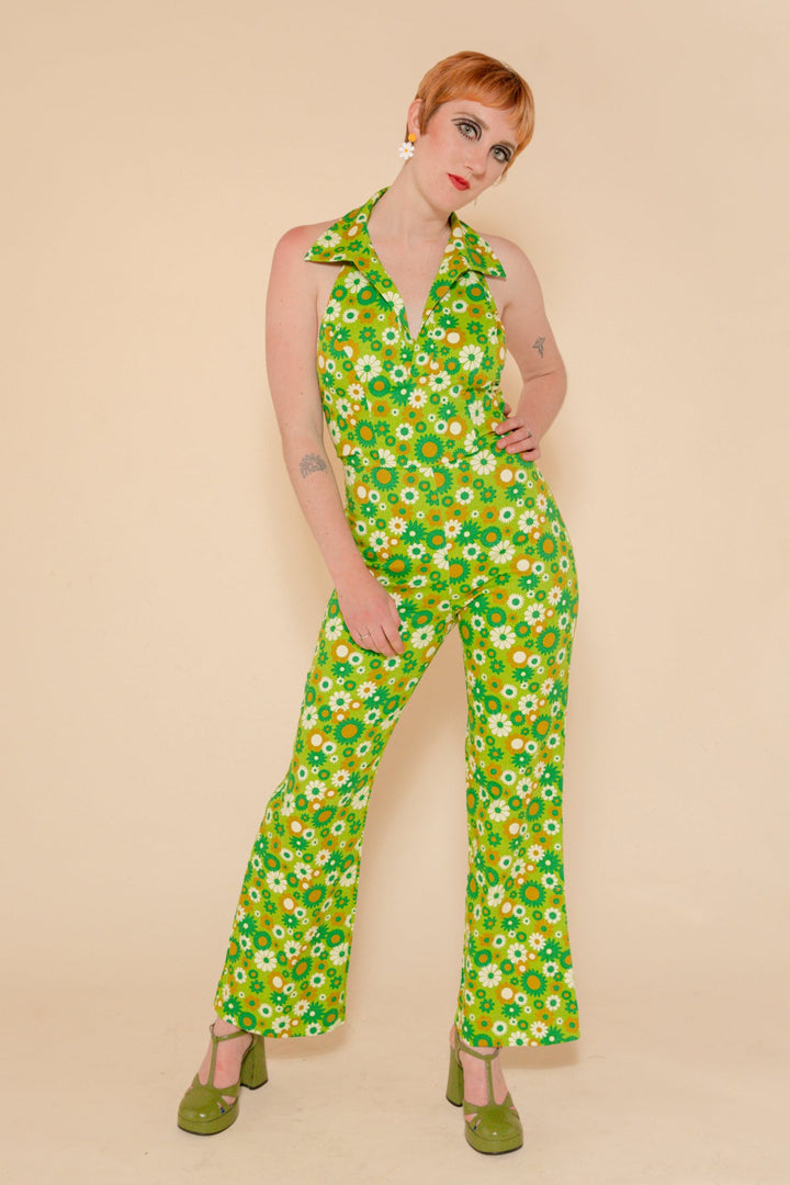 Cecilia Jumpsuit in Green Daisy
