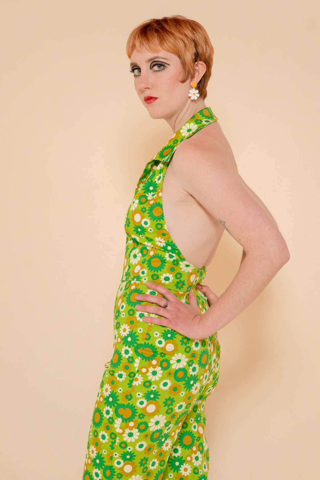 Cecilia Jumpsuit in Green Daisy