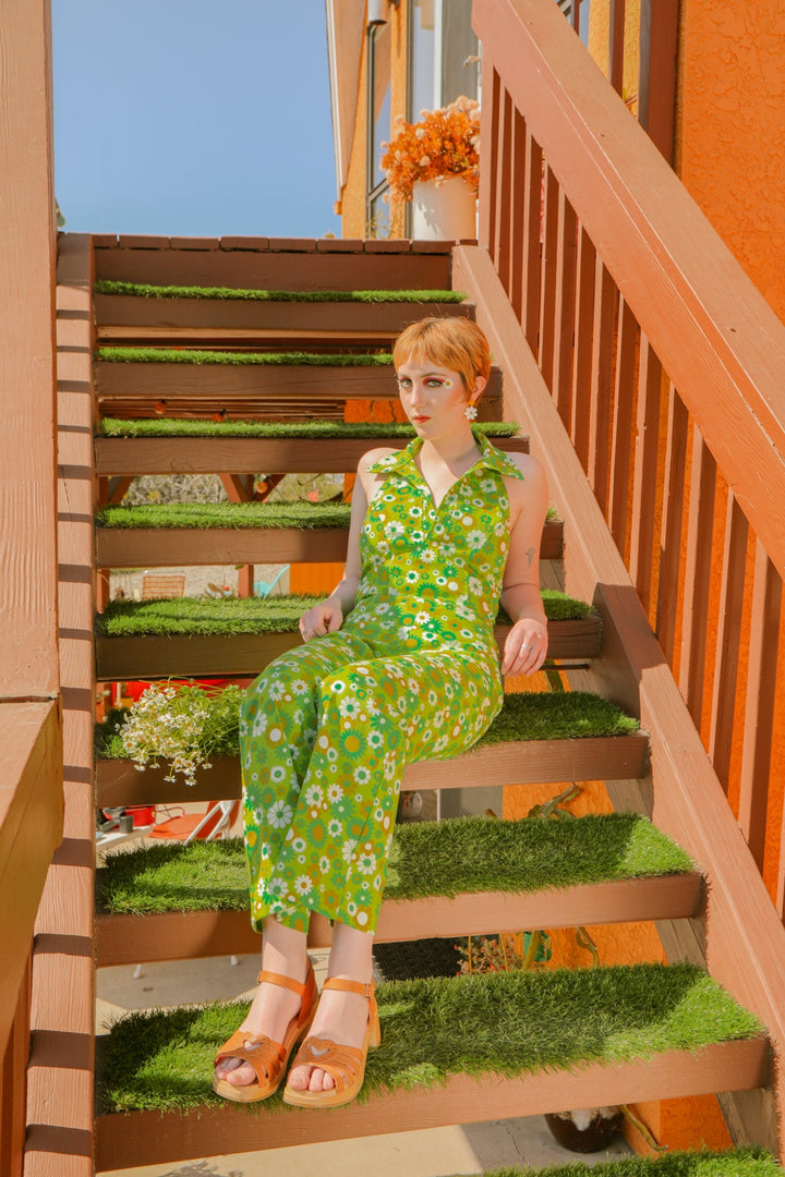 Cecilia Jumpsuit in Green Daisy