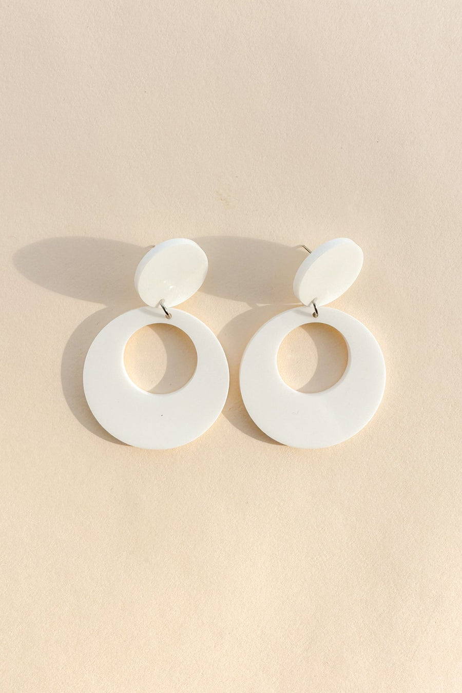 Mod Round Earrings in White - Main Image