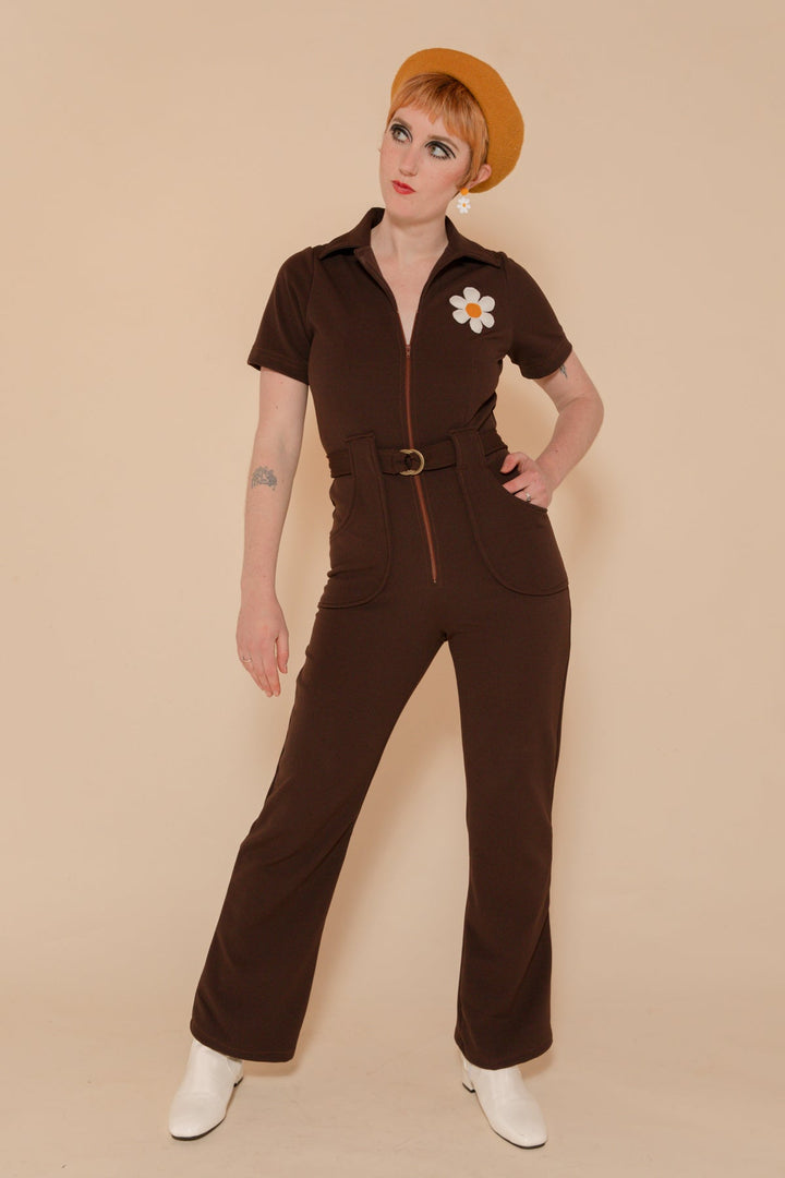 The Flower Power Jumpsuit in Chocolate
