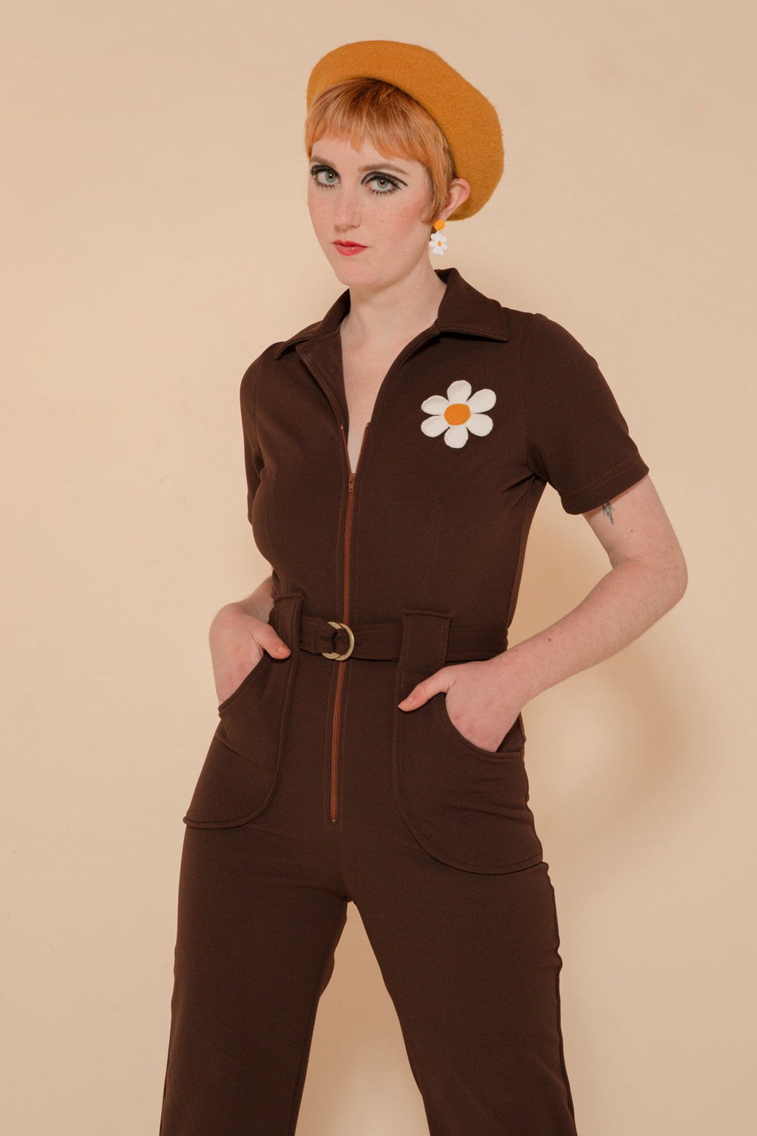 The Flower Power Jumpsuit in Chocolate