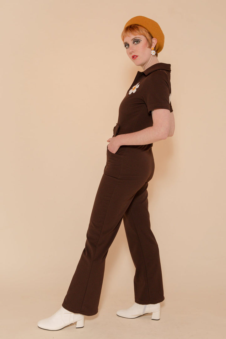 The Flower Power Jumpsuit in Chocolate
