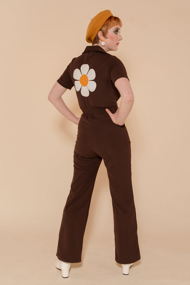 The Flower Power Jumpsuit in Chocolate