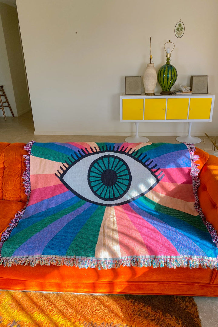 Miracle Eye Rainbow Woven Throw Blanket