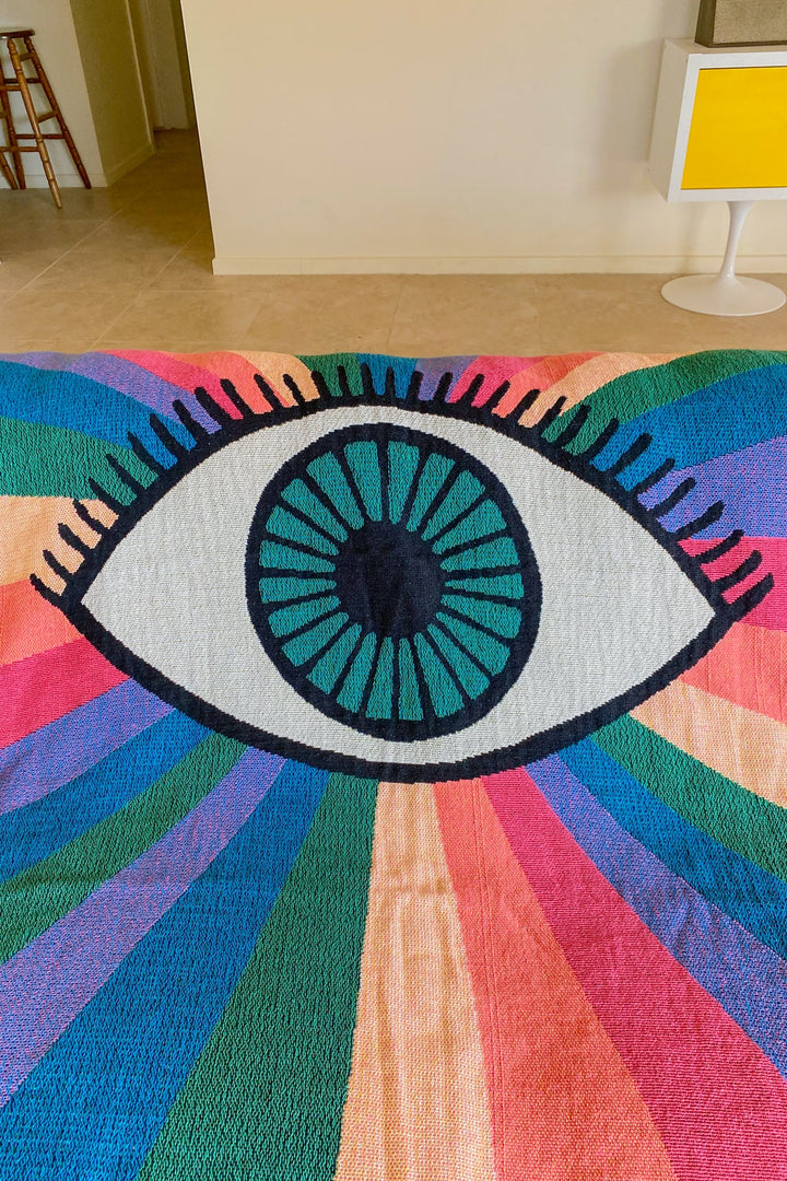 Miracle Eye Rainbow Woven Throw Blanket