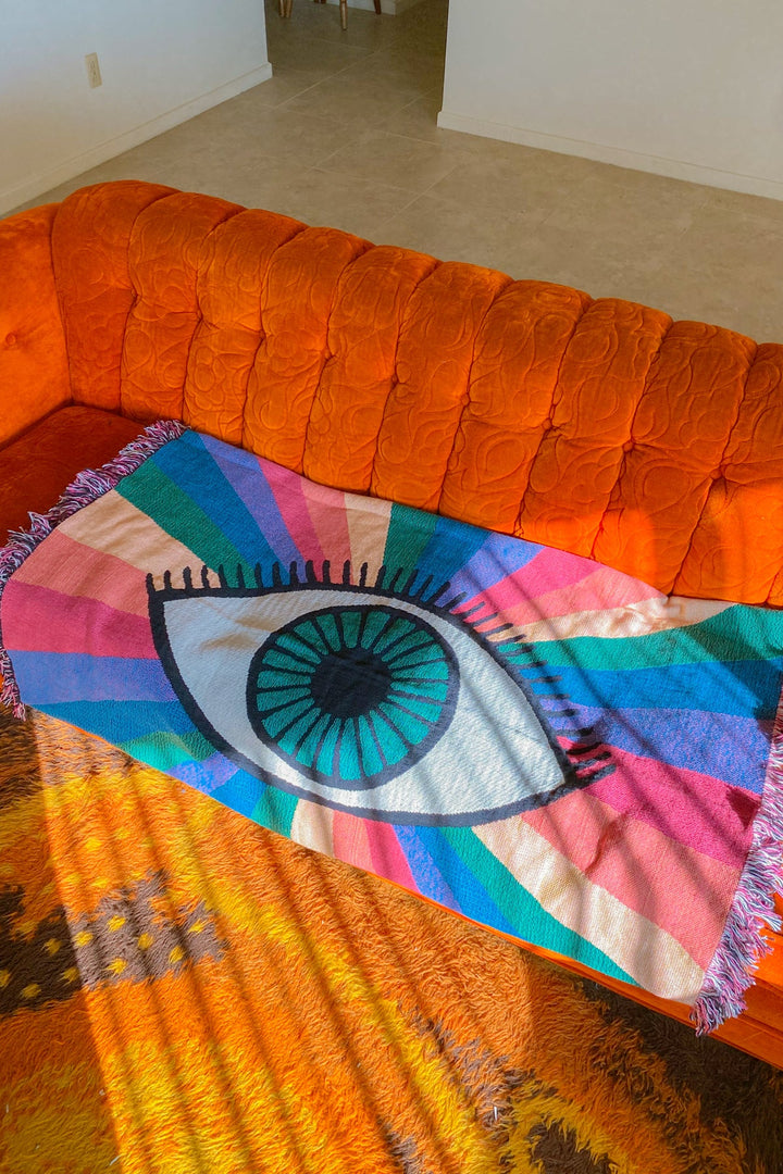 Miracle Eye Rainbow Woven Throw Blanket