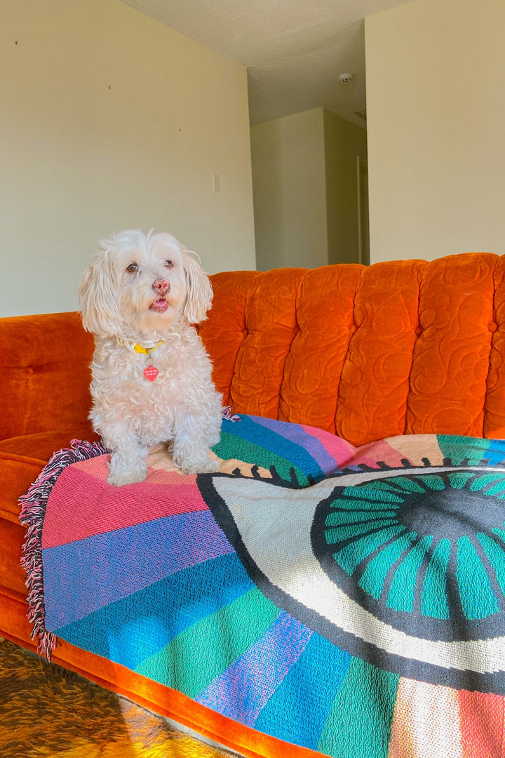 Miracle Eye Rainbow Woven Throw Blanket