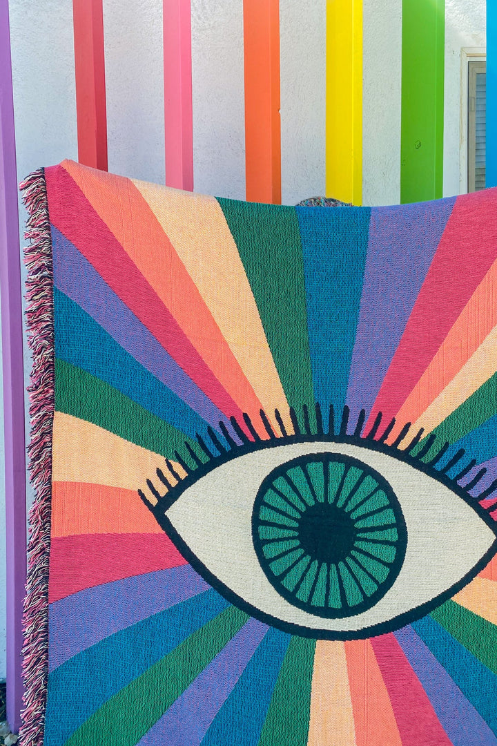 Miracle Eye Rainbow Woven Throw Blanket