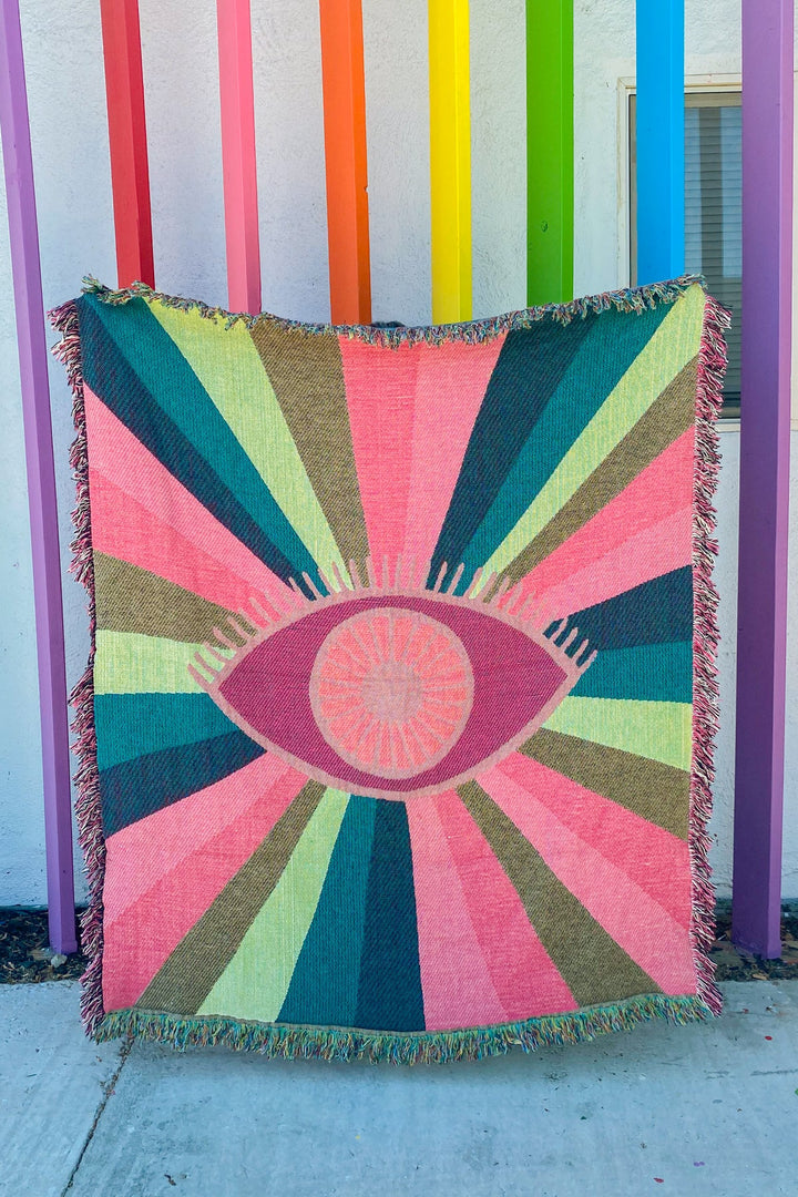 Miracle Eye Rainbow Woven Throw Blanket