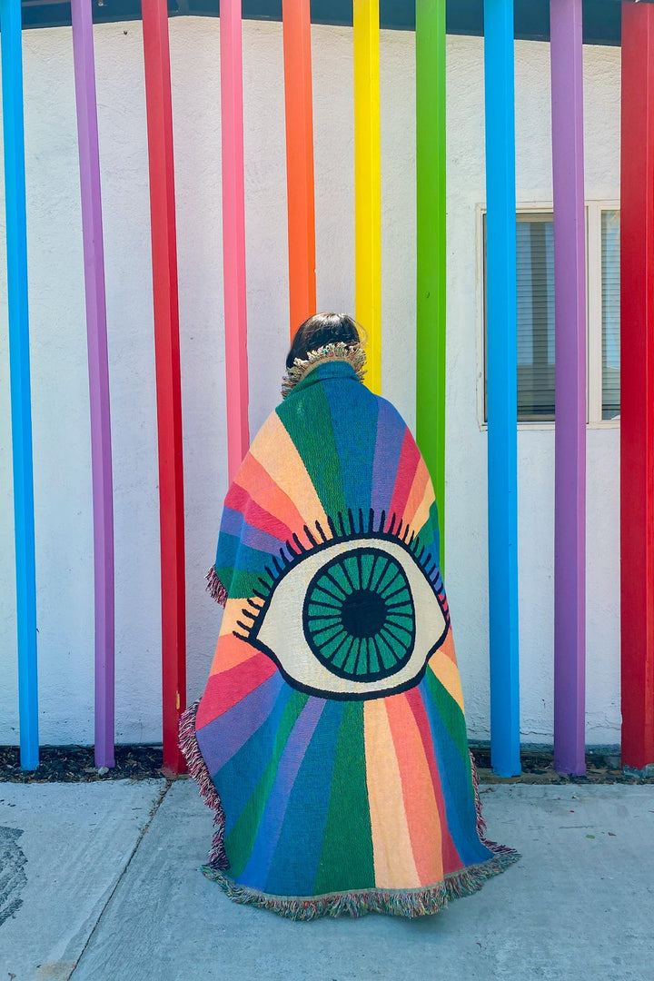 Miracle Eye Rainbow Woven Throw Blanket