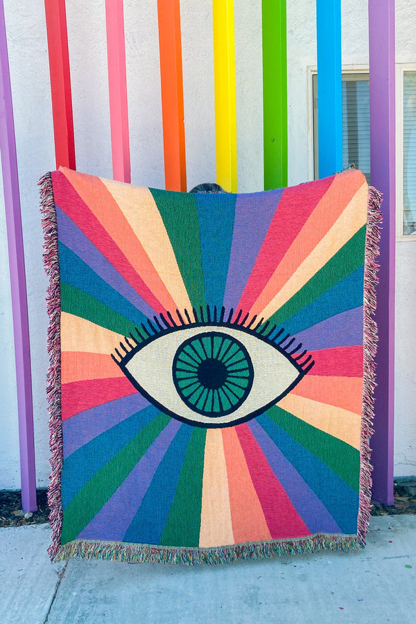 Miracle Eye Rainbow Woven Throw Blanket