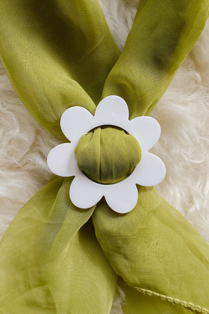 Daisy Scarf Slide in White