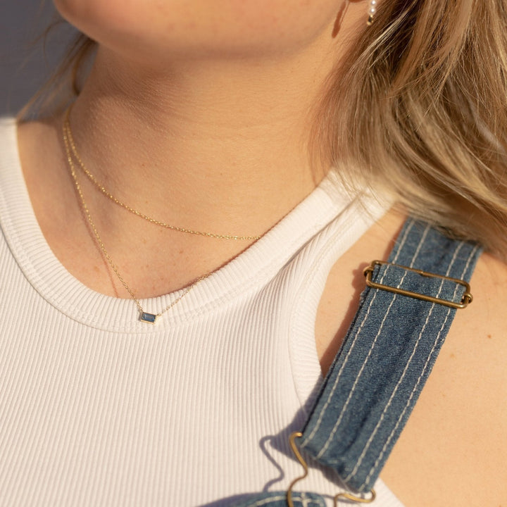 Misty Grey CZ Layered Chain Necklace