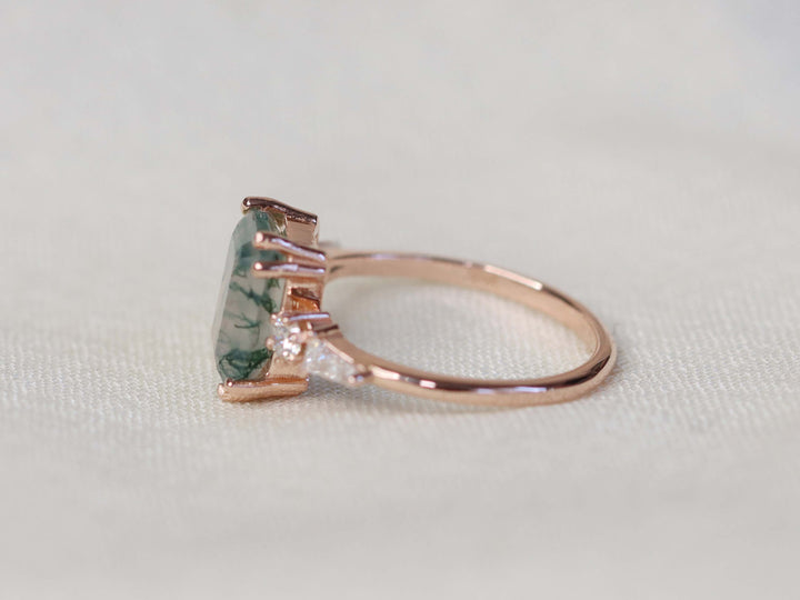 Neptune Ring - Moss Agate and Diamonds
