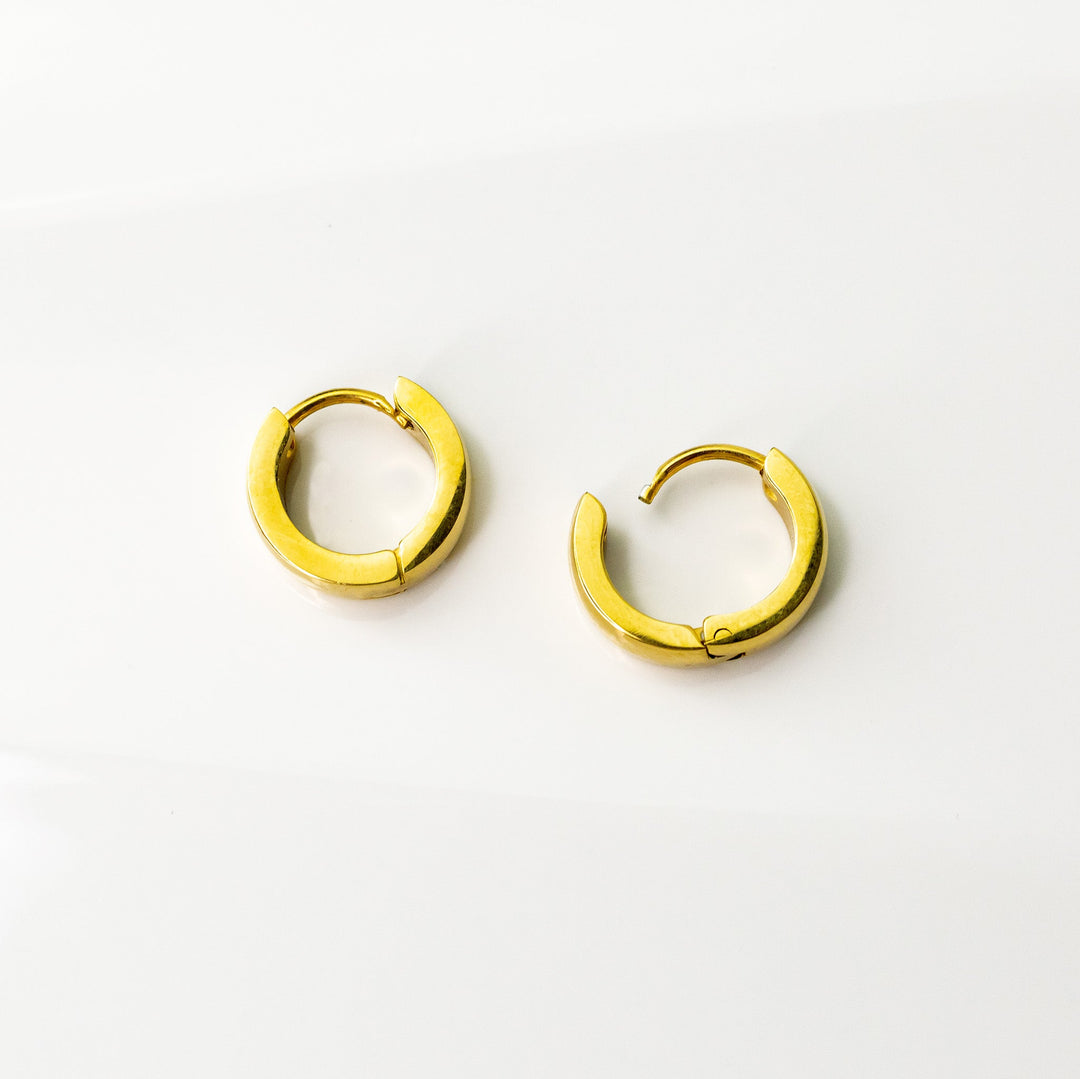 Narrow Dome Locking Huggie Earrings