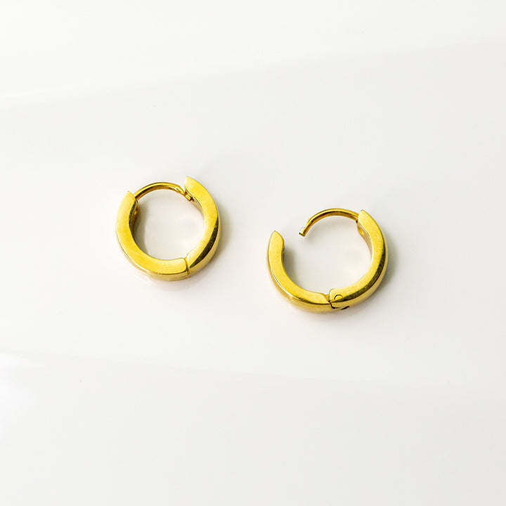 Narrow Dome Locking Huggie Earrings