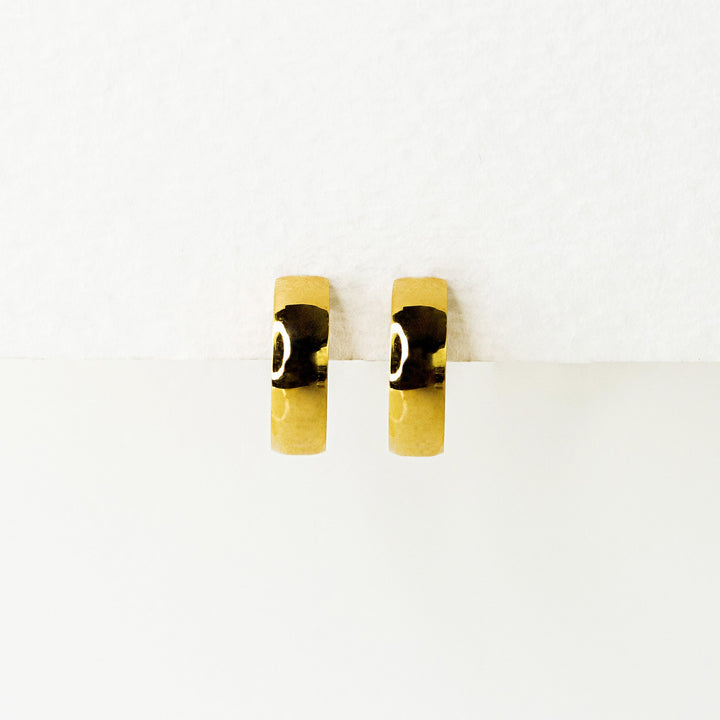 Narrow Dome Locking Huggie Earrings