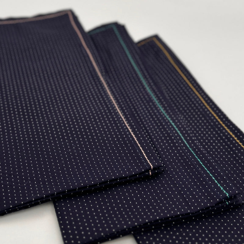 Navy Dot + Dash Contrast Stitch Napkins