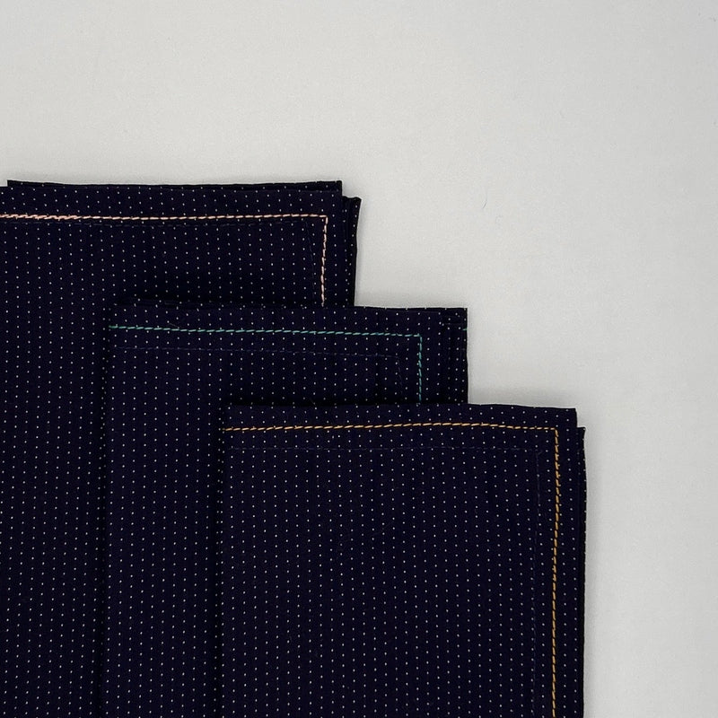 Navy Dot + Dash Contrast Stitch Napkins