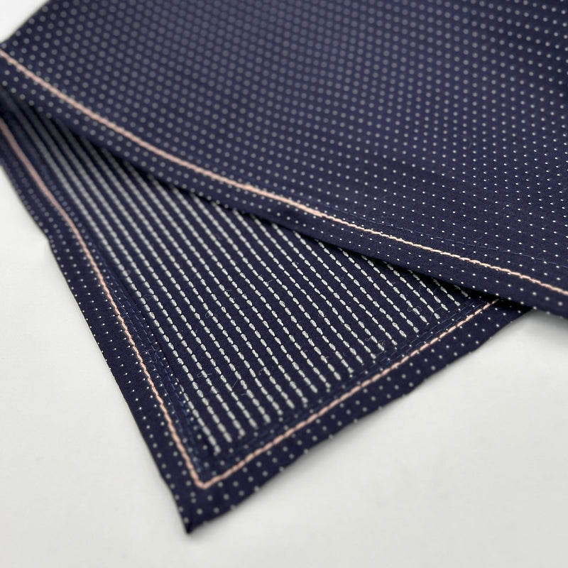 Navy Dot + Dash Contrast Stitch Napkins