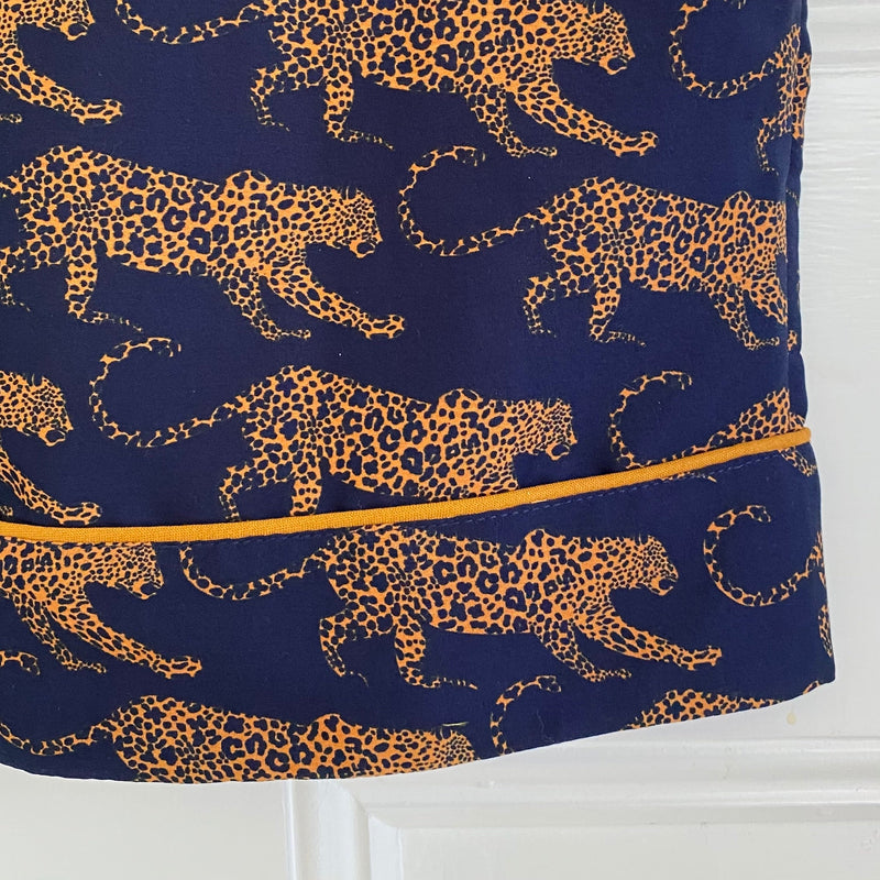 Men's Navy Leopard Washable Silk Pajamas