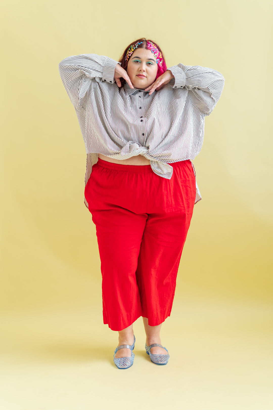 Cherry Linen Mid Easy Pant