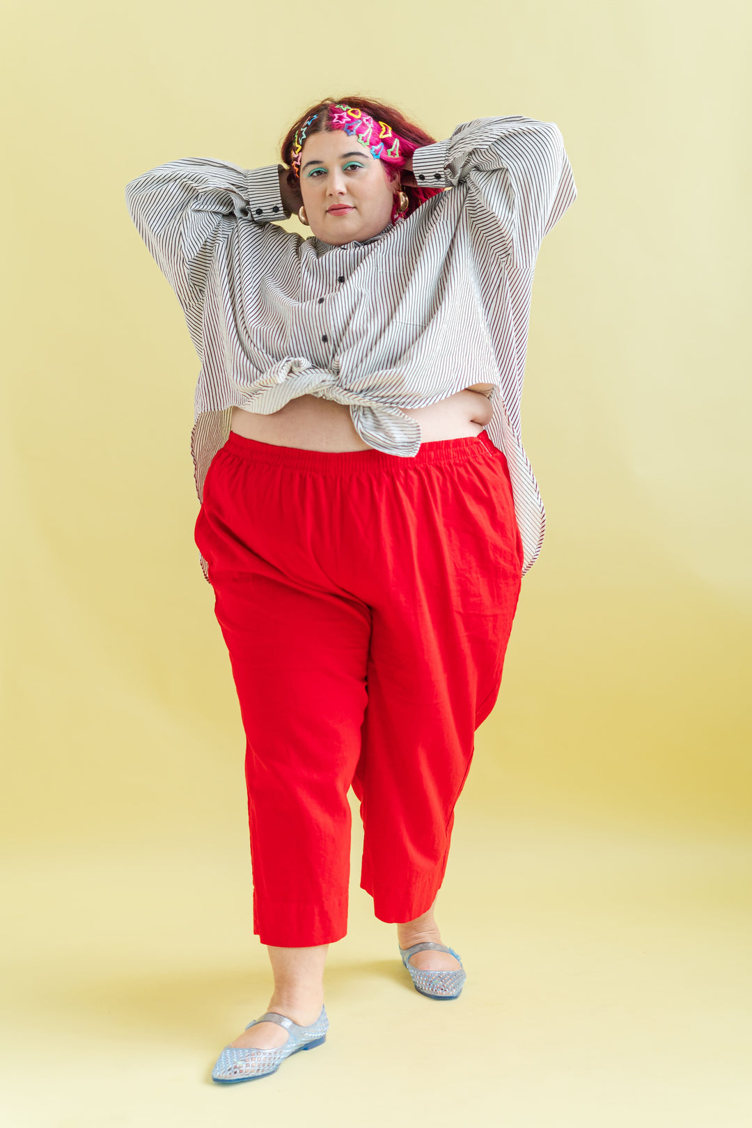 Cherry Linen Mid Easy Pant