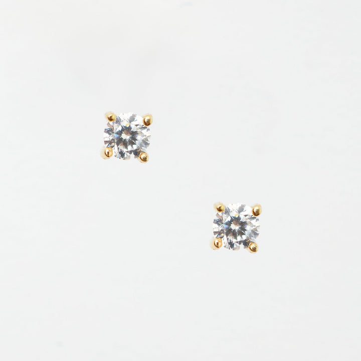 Nori Tiny Prong CZ 14k Solid Gold Stud Earrings