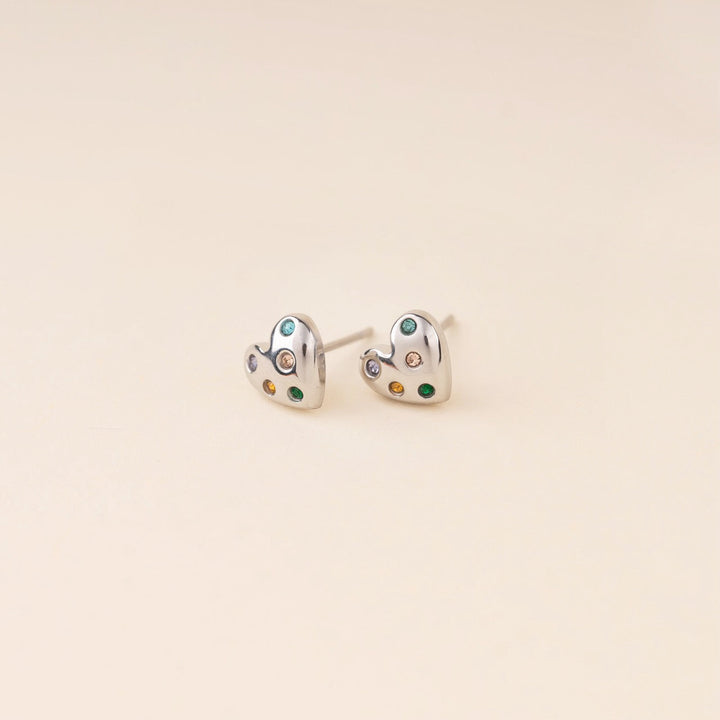 Puffy Heart Stud Earrings