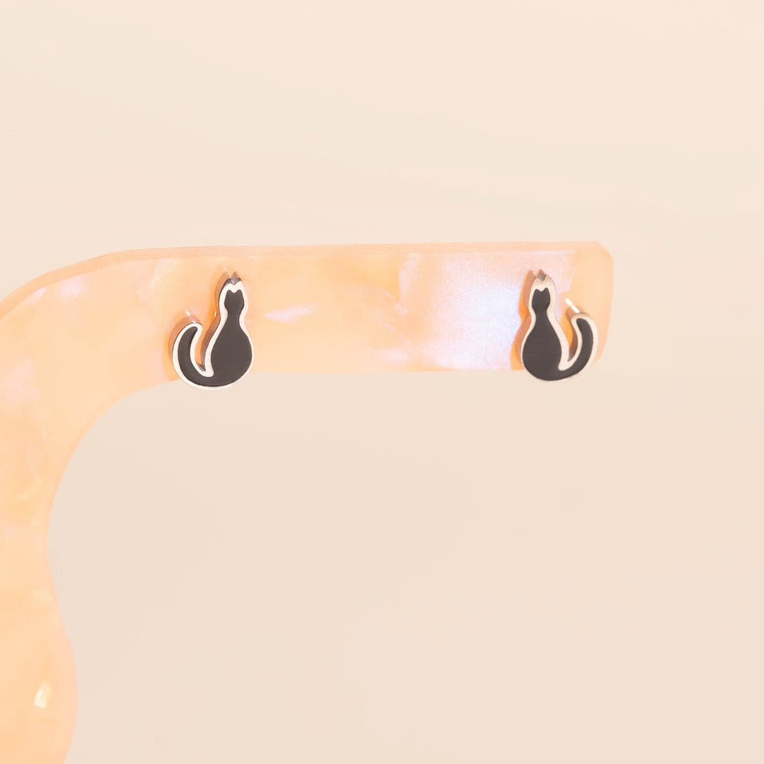 Black Cat Stud Earrings