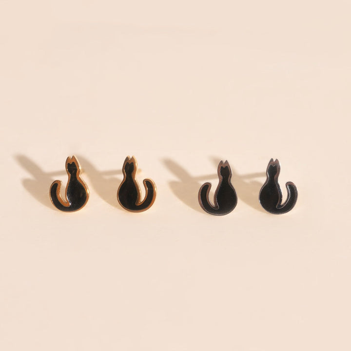 Black Cat Stud Earrings
