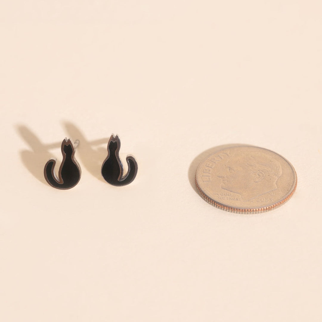 Black Cat Stud Earrings