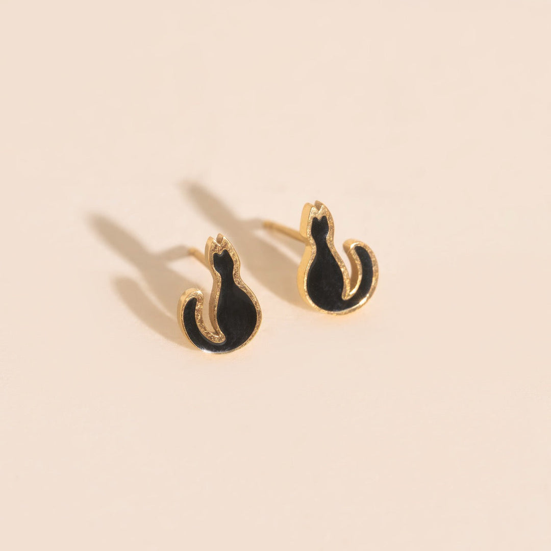 Black Cat Stud Earrings