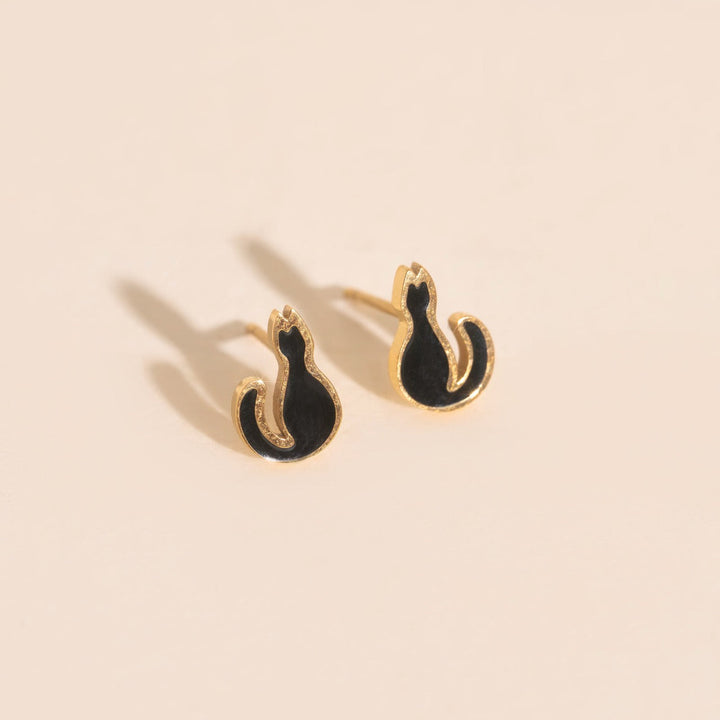 Black Cat Stud Earrings