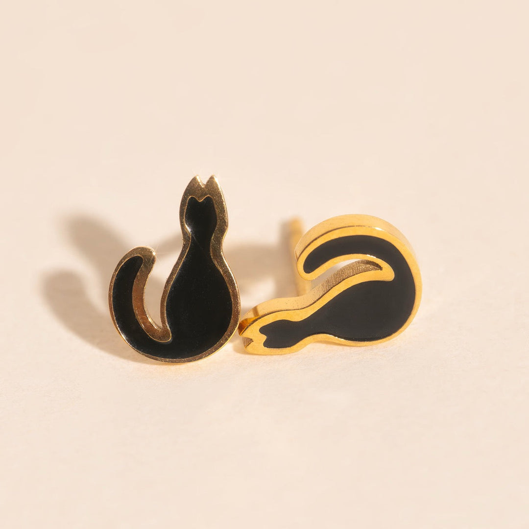 Black Cat Stud Earrings