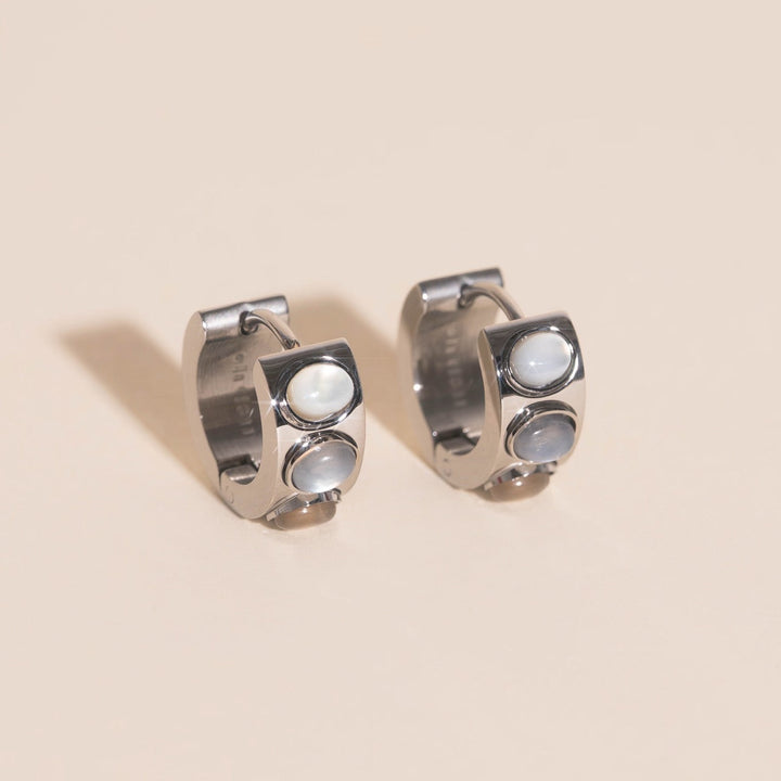 Triple Stone Super Chunky Huggie Hoop Earrings