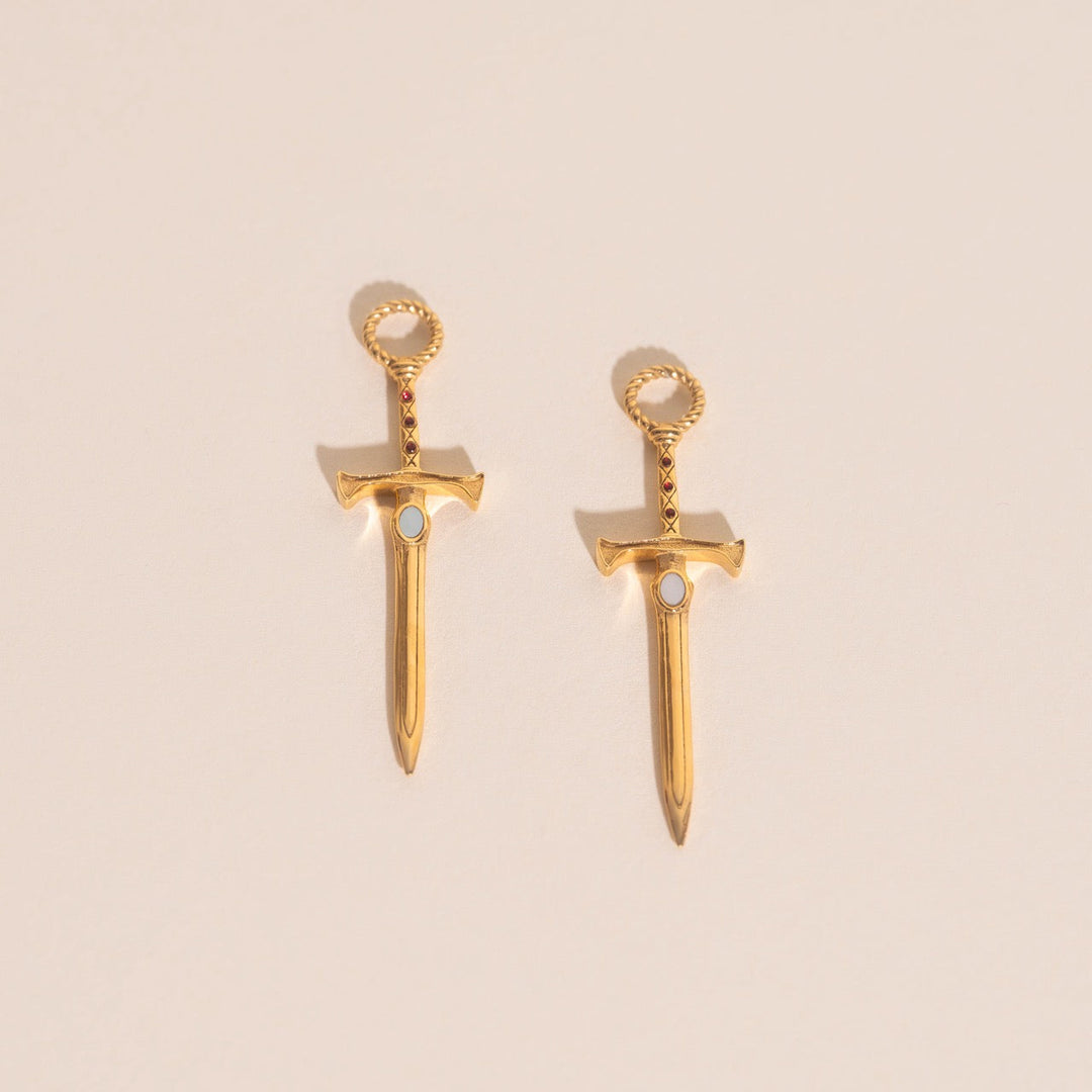 Sword Chunky Huggie Hoop Charms