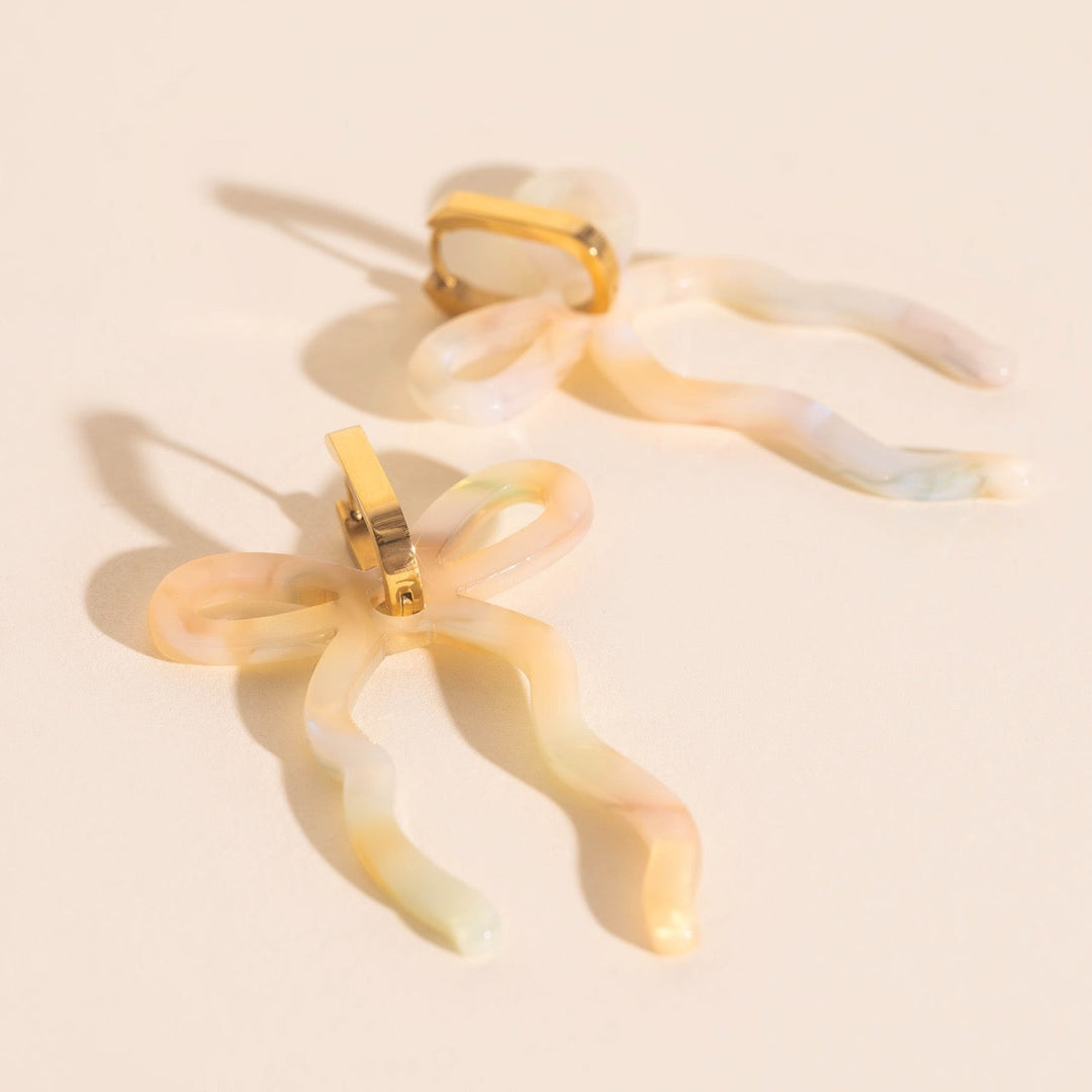 Iridescent Acrylic Bow Hoop Charms